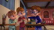 Theodore, Alvin und Simon (v.l.) wollen ihre Lehrerin zurückholen. Deshalb verfassen sie ein Entschuldigungsschreiben.  +++