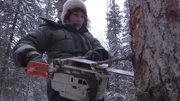 Jessi Morse macht sich allein auf den Weg, um Brennholz zu sammeln, während ihr Mann zu Hause bleibt und versucht, eine verlassene Schneemaschine zu reparieren.