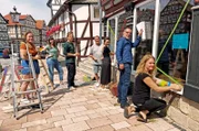 Die Pioniere bei einer Aktion gegen Leerstand in Homberg.
