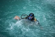 Carlos Minor dives at Rockfall Ravine