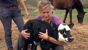 Tierärztin Christiane Hagen untersucht ein Kälbchen.