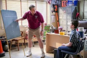 L-R: George Cooper Sr. (Lance Barber), Sheldon Cooper (Iain Armitage)