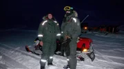 Fertig zur Abreise in die Kohlemine, Spitzbergen.