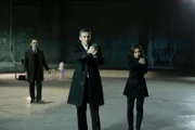 L-R: Finch (Michael Emerson), Reese (Jim Caviezel), Sam Shaw (Sarah Shahi)