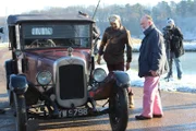Presenter Fuzz Townshend shows nominatee Graham Wadeson around the new restored Gusty at the Tide Mill Museum in Woodbridge.