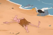 Seinem Selbstmitleid ergeben, will der General sich der Flut opfern und sich vom Meer wegspülen lassen.