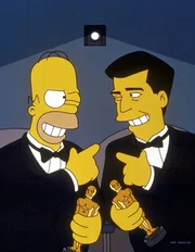 Homer (l.) und Mel Gibson (r.) besuchen gemeinsam "ihre" Filmpremiere.