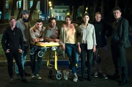 Von links nach rechts: Katharina B&uuml;hler (Kamera), Florian Baxmeyer (Regie), Aaron Hilmer (Miki Witt), Gregor Blo&eacute;b (Klaus Witt), Anja Kling (Nikola Walter), Anna Bederke (Sarah Brandt), Oliver Sch&uuml;ndler (Produzent Lucky Bird Pictures) und Oliver Masucci (Mario Lobeck)