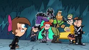 L-R: Timmy, Trixie, Vicky, Dark Lazer, Jorgen, Chester, Mr. Crocker, Cosmo (oben), A.J., Mrs. Turner, Mr. Turner