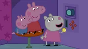 Peppa und ihre Familie besuchen ein riesiges Einkaufszentrum mit vielen verschiedenen kleinen Läden.