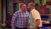 L-R: Hank Thunderman (Chris Tallman), Mr. Evilman (Eric Allan Kramer)