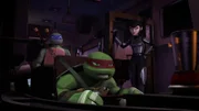 L-R: Leonardo, Raphael, Karai
