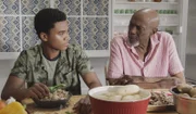 "Lele pŕé nŕ”ŕ manu like" -- Thanksgiving brings Grover's parents (guest stars Louis Gossett Jr. and Gladys Knight) and brother Percy, Jr. (Clifton Powel) to Oahu for a visit tainted by sibling rivalry, and Five-0 investigates a thief who is crushed to death by an empty safe, on HAWAII FIVE-0, Friday, Nov. 16 (9:00-10:00 PM, ET/PT) on the CBS Television Network. Episode is written by series star Chi McBride. Pictured L to R: Chosen Jacobs as Will Grover and Louis Gossett Jr. as Percy Grover Sr.