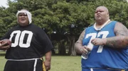"Lele pŕé manu like" -- Thanksgiving brings Grover's parents (guest stars Louis Gossett Jr. and Gladys Knight) and brother Percy, Jr. (Clifton Powel) to Oahu for a visit tainted by sibling rivalry, and Five-0 investigates a thief who is crushed to death by an empty safe, on HAWAII FIVE-0, Friday, Nov. 16 (9:00-10:00 PM, ET/PT) on the CBS Television Network. Episode is written by series star Chi McBride. Pictured L to R: Taylor Wily as Kamekona and Shawn Mokuahi Garnett as Flippa.