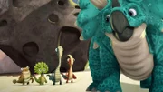 Hat Giganto wirklich den See verwüstet? Die Dino-Freunde wollen das nicht wahrhaben!