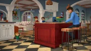 Theodore (l.) hat aufregende Neuigkeiten, die er sofort mit seiner Familie teilen will. Alvin, Simon und Dave (r.) schauen ihn verdutzt an.  +++