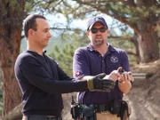 Sean Rich carefully prepares for an ornate pistol to be fired. If the pistol is authentic and fires properly, Sean believes this can easily sell for $5000 at the auction.