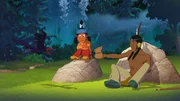 Stolze Wolke bietet Yakari etwas zu essen an. Stolze Wolke bietet Yakari etwas zu essen an.