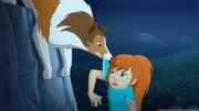 Lassie rettet Zoe in letzter Sekunde vor dem Absturz.