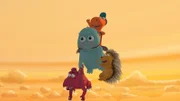 Kokosnuss, Matilda und Oskar begeben sich auf Abenteuerflug mit Baby Klaue.