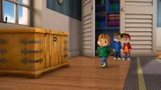 Theodore (vorne) verschweigt doch etwas, da sind sich Simon (hi.l.) und Alvin (hi.r.) sicher! Doch was ist es?