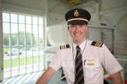 Dubai Airport, UAE - David (Dave) Storey, Emirates Pilot, inside the Emirates simulator room. After almost 3 months of intensive A380 training, Dave makes his inaugural journey flying the real thing - with hundreds of Munich bound passenegrs onboard.â€¨â€¨(photo credit:  National Geographic Channels/Andy Davis)