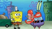 L-R: SpongeBob, Gary, Mr. Krabs
