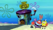 Vorne, v.li.: Mr. Krabs, SpongeBob