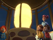Paddington (l.), Judy Brown (2.v.l.), Jonathan Brown (r.)