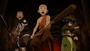 L-R: Sokka, Aang, Toph