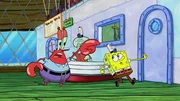 L-R: Mr. Krabs, Squidward, SpongeBob