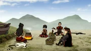 L-R: Katara, Momo, Toph, Sokka, Aang