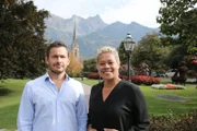 camera in the grounds of the Grand Resort Bad Ragaz, Switzerland. Giles Coren, Monica Galetti