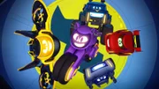Batwing (l.), Bibi (2.v.l.), Redbird (r.), Bam (unten), Buff (oben)