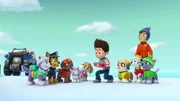 L-R: Everest, Chase, Zuma, Cali, Skye, Ryder, Rubble, Marshall, Jake, Rocky