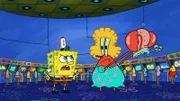 L-R: SpongeBob, Mr. Krabs, Gary