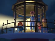 Paddington (l.), Jonathan Brown (2.v.r.), Judy Brown (r.)