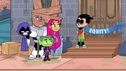 v.li.: Raven, Cyborg, Beast Boy, Starfire, Robin