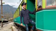 Moderator Dominik Glöbl als Lokführer der Höllentalbahn.
