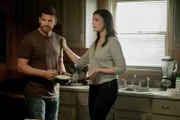 L-R: David Boreanaz as Jason Hayes and Jessica Paré as Mandy Ellis in SEAL Team episode 7, season 7, streaming on Paramount+, 2024.