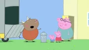 L-R: Mr. Bull, George Pig, Peppa Pig, Daddy Pig