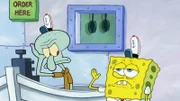 L-R: Squidward, SpongeBob