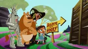L-R: Tin Man (voiced by JP Karliak), Cowardly Lion (voiced by Jess Harnell), Scarecrow (voiced by Bill Fagerbakke), Dorothy Gale (voiced by Kari Wahlgren)
