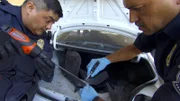 Brownsville, Texas: Border Patrol Officers testing a suspicious substance that was found in a vehicle. (Photo Credit: NGT)