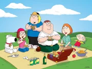 (1. Staffel) - Die Griffins sind eine nach außen hin "völlig normale" Familie: (v.l.n.r.) Brian, Meg, Chris, Peter, Lois und Stewie ...