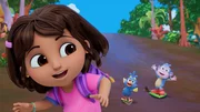 v.li.: Dora, Lorito, Boots