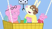 L-r: Daddy Pig, Mummy Pig, George Pig, Miss Rabbit, Peppa Pig