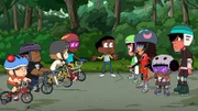 v.li.: Todd, Cannonball, Handlebarb, Warpspeed, Craig, Razor, Mariah, Scoot, Dillard