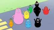 L-R: Barbasophie, Barbapapa, Barbazoo, Barbahelle, Barbalala, Barbabo (vorne), Barbamama, Barbabravo