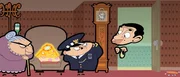 v.li.: Mrs. Wicket, Policeman, Mr. Bean